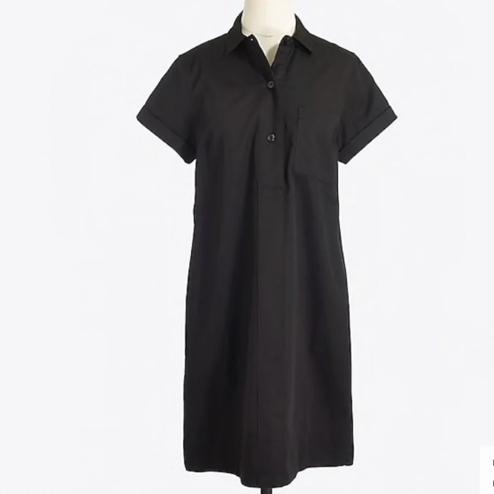J. Crew Black Cap-Sleeve Shirt Dress